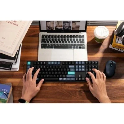 Keychron B36 Keyboard and BM25 Mouse Wireless Combo 100%, Black Green - Arabic Layout